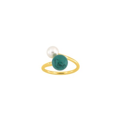 Bague en plaqué or et turquoise