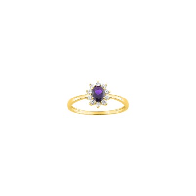Bague en plaqué or et oxyde de zirconium
