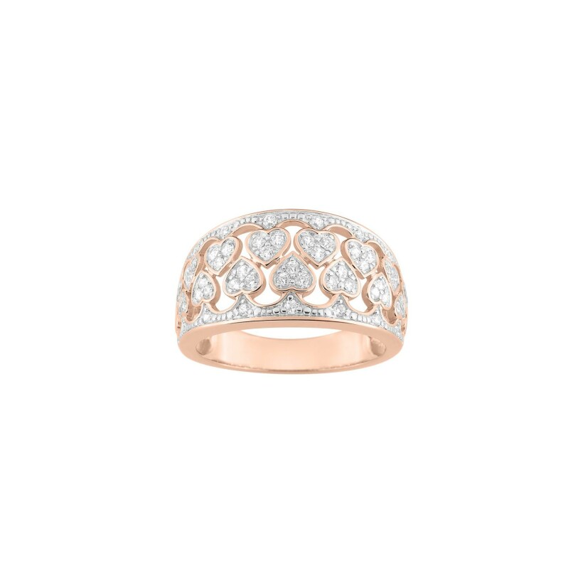 Bague en plaqué or rose et oxyde de zirconium