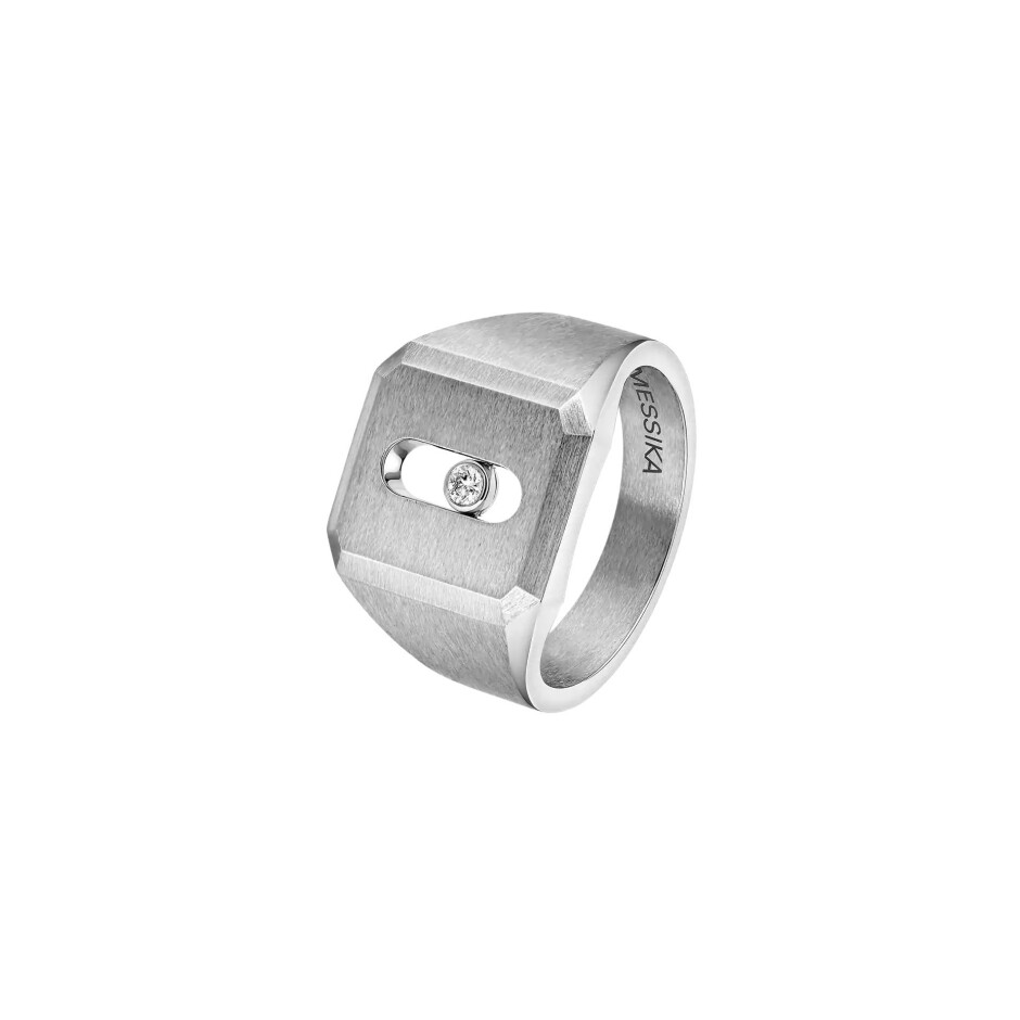 Bague chevalière Messika Move Titanium Naturel en titane et diamant