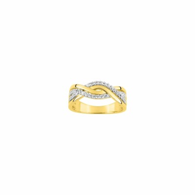Bague en plaqué or, rhodium et oxydes de zirconium