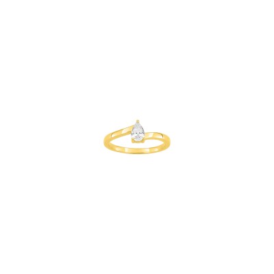 Bague en plaqué or et oxyde de zirconium