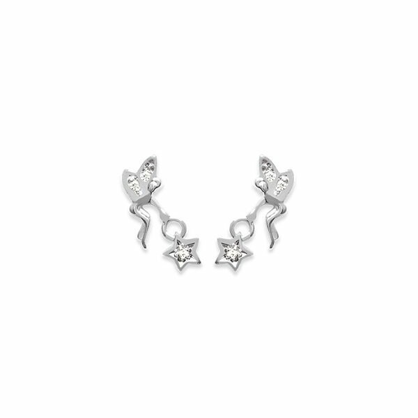 Boucles d'oreilles en argent rhodié et oxydes de zirconium