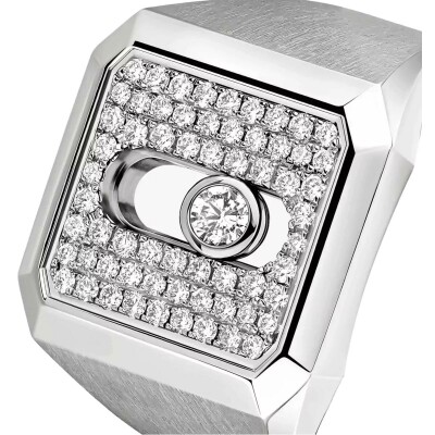 Chevalière Messika Move Titanium en titane et diamants