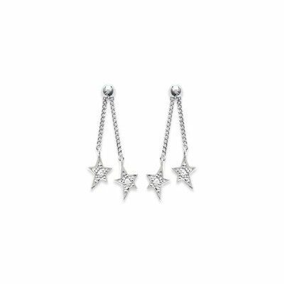 Boucles d'oreilles en argent rhodié et oxydes de zirconium