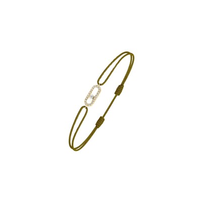 Bracelet cordon Messika Move Uno kaki en or jaune et diamants