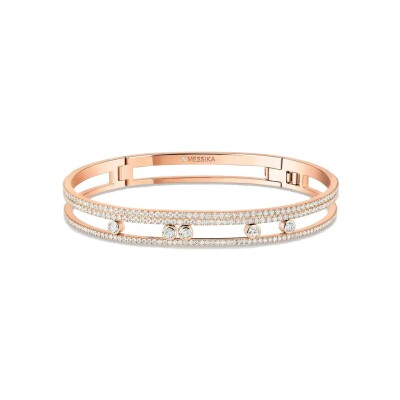 Bracelet bangle Messika Move Romane pavé en or rose et diamants