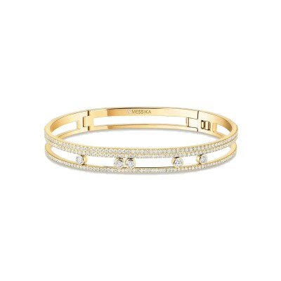 Bracelet bangle Messika Move Romane pavé en or jaune et diamants