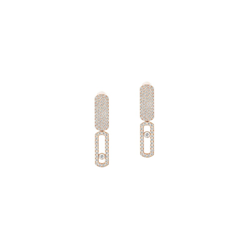 Messika Imperial Move earrings, small size, pink gold and diamonds