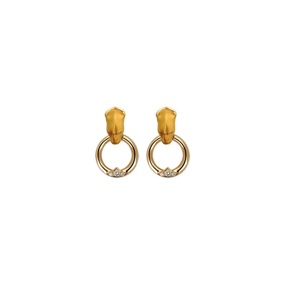 Earrings Gargola Aldaba in yellow gold with diamonds