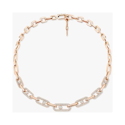 Messika Move Pavé Link necklace, rose gold and diamonds