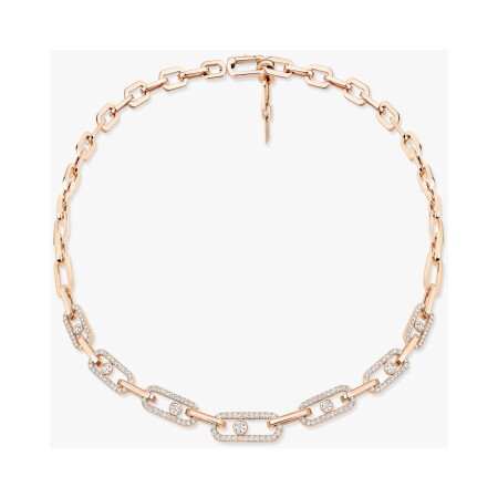 Collier Messika Move pavé Link en or rose et diamants