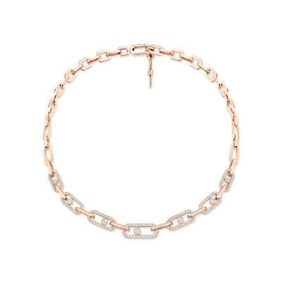 Collier Messika Move Link pavé en or rose et diamants