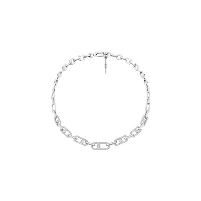 Messika Move Link pavé ketting in witgoud en diamanten