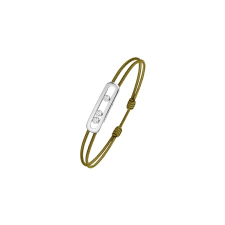 Bracelet cordon Messika Care(s) kaki en or blanc et diamants