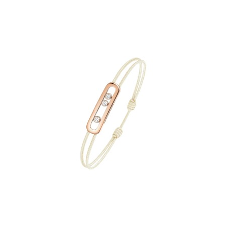 Bracelet cordon Messika Care(s) crème en or rose et diamants