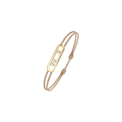 Bracelet cordon Messika Care(s) beige en or jaune et diamants