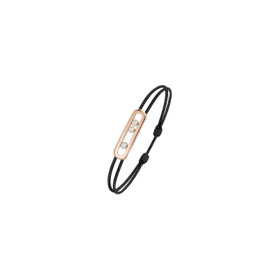 Bracelet cordon Messika Care(s) noir en or rose et diamants
