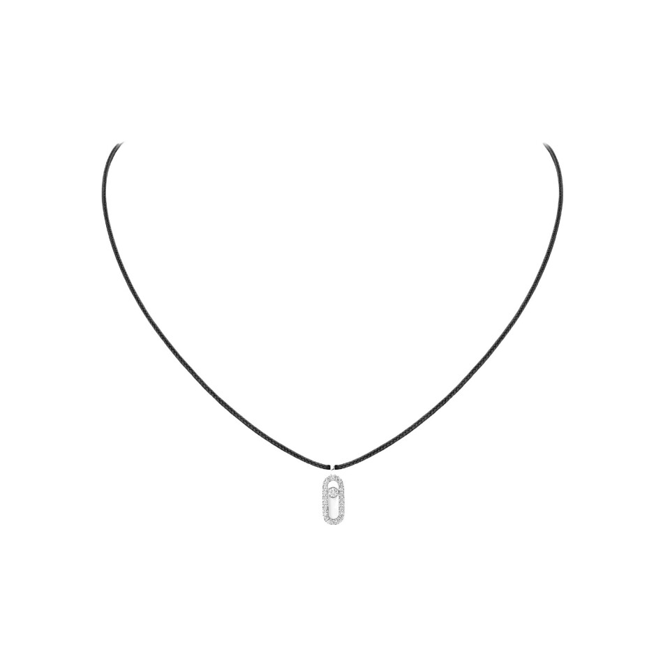 Collier cordon Messika Care(s) noir en or blanc et diamants