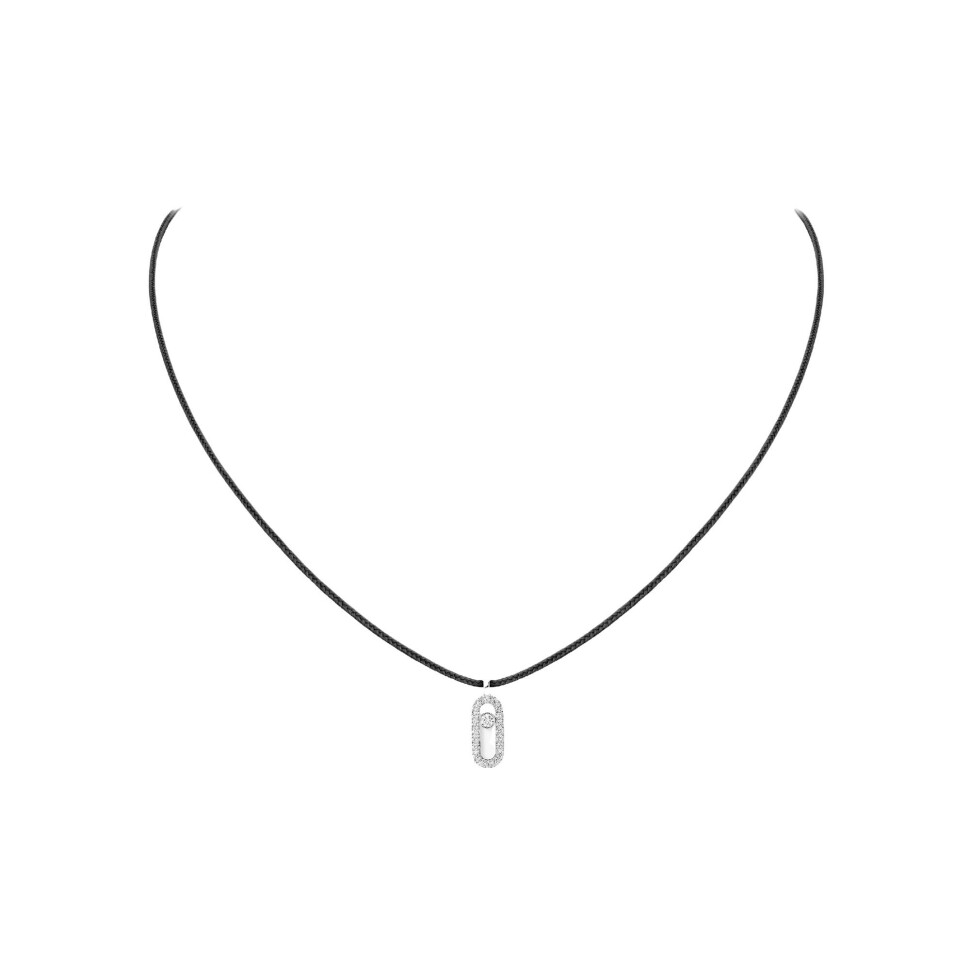 Collier cordon Messika Care(s) noir en or blanc et diamants