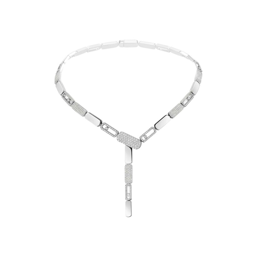 Collier cravate Messika Imperial Move PM en or blanc et diamants