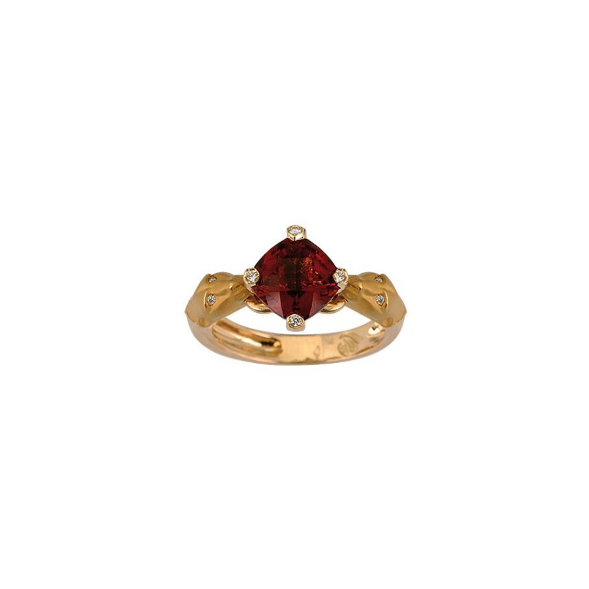 Ring Gargola Small in yellow gold with diamonds and citrine