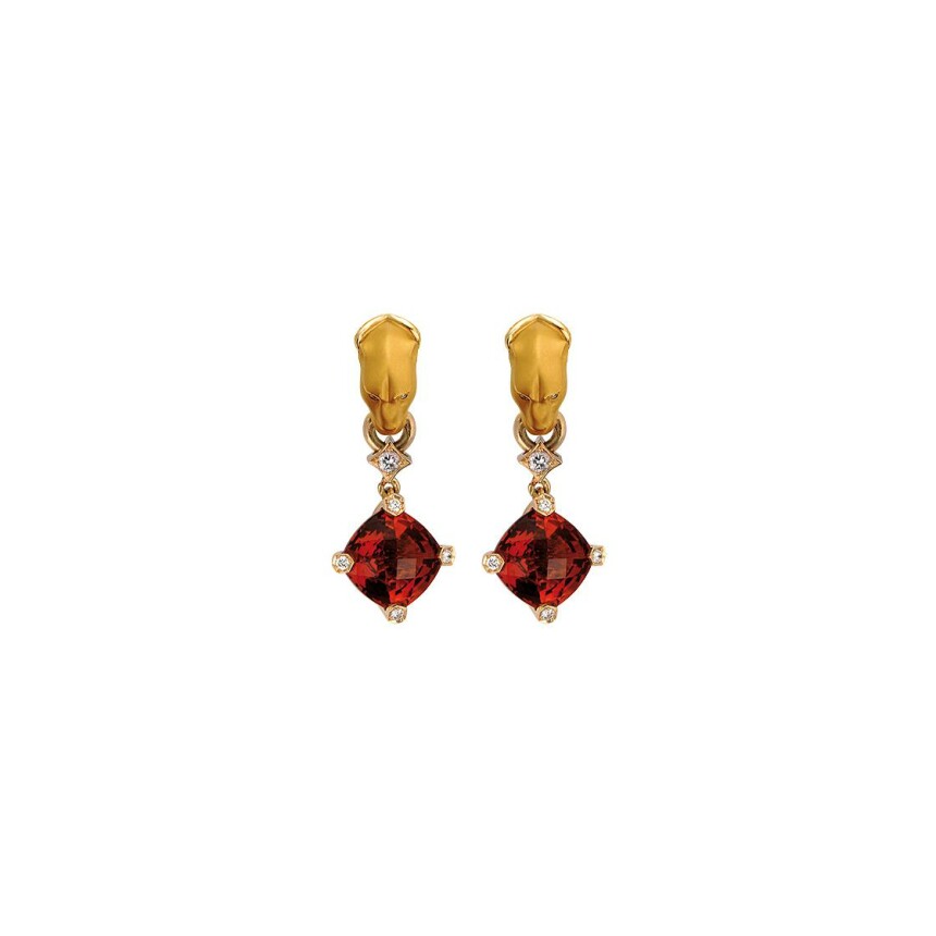 Earrings Gargola Small in yellow gold with diamonds and citrine