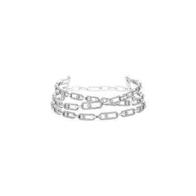 Collier Messika Move Link 3 rangs en or blanc et diamants