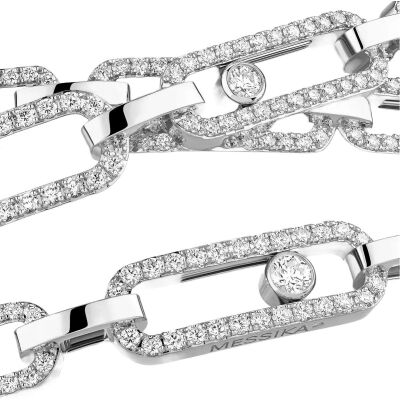Collier Messika Move Link 3 rangs en or blanc et diamants