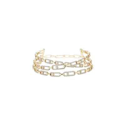Collier Messika Move Link 3 rangs en or jaune et diamants