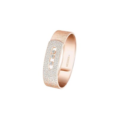 Bracelet manchette Messika Move Noa ciselé semi-pavé en or rose et diamant