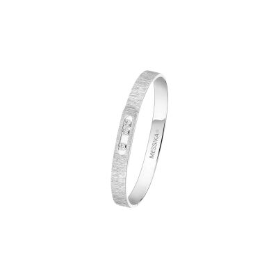 Bracelet bangle Messika Move Noa ciselé en or blanc et diamants