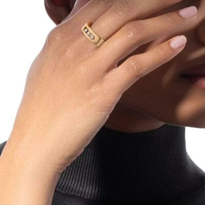 Bague Messika Move Noa ciselée en or jaune et diamant, petit modèle