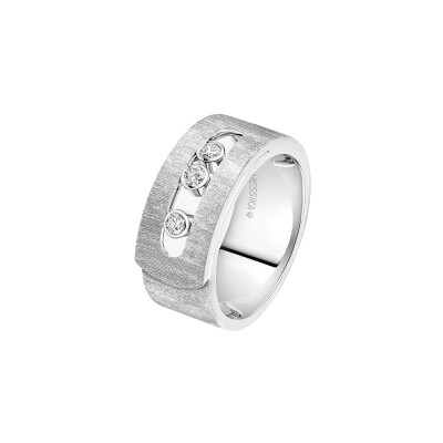 Messika Move Noa chiselled ring in white gold and diamonds, large size