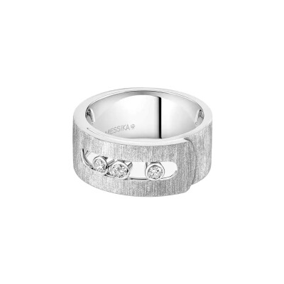 Messika Move Noa chiselled ring in white gold and diamonds, large size