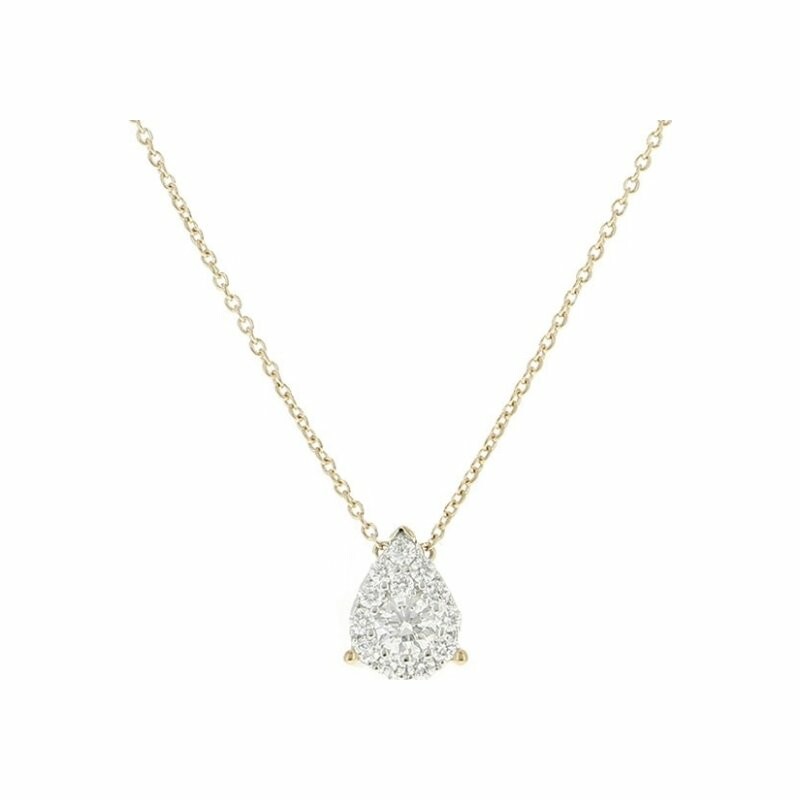 Illusion Pear necklace, in white gold and diamonds
