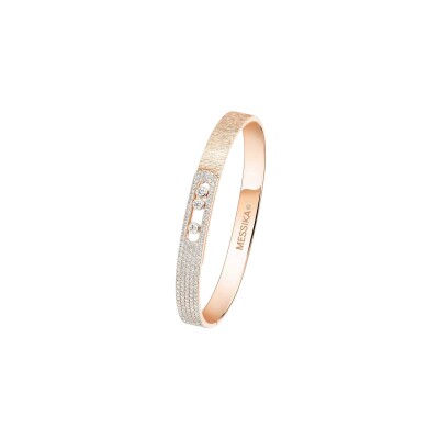 Bracelet bangle Messika Move Noa ciselé semi pavé en or rose et diamants
