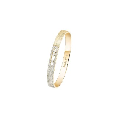 Bracelet bangle Messika Move Noa ciselé semi pavé en or jaune et diamants
