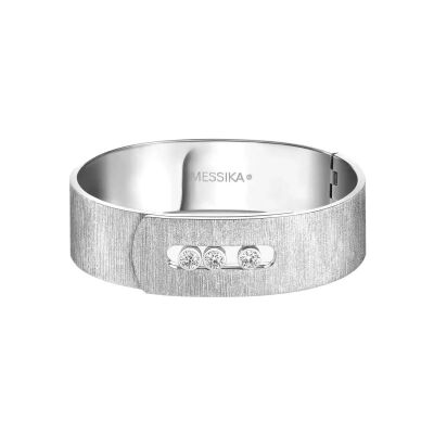 Bracelet manchette Messika Move Noa GM Ciselé en or blanc et diamants