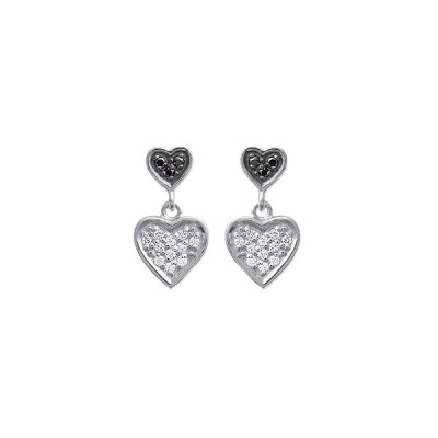 Boucles d'oreilles en argent rhodié et oxydes de zirconium