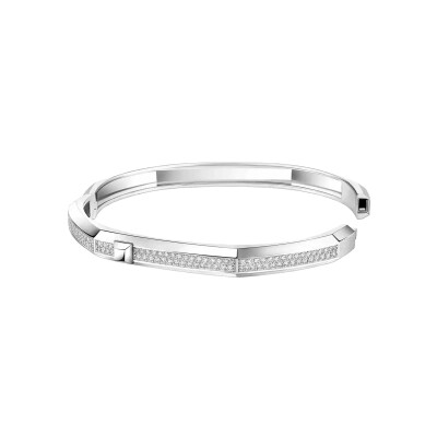 Bracelet Messika Moderniste pavé en or blanc et diamant, moyen modèle