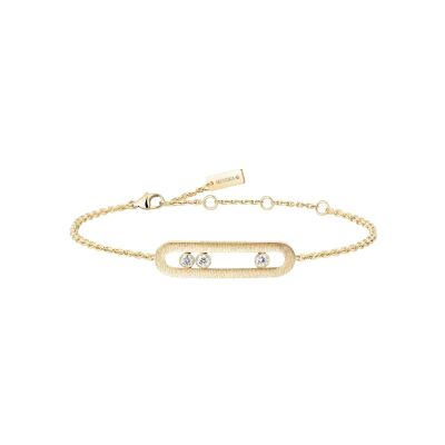 Bracelet Messika Move Classique ciselé en or jaune et diamant, grand modèle