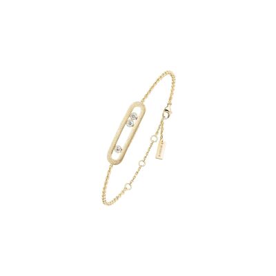 Bracelet Messika Move Classique ciselé en or jaune et diamant, grand modèle