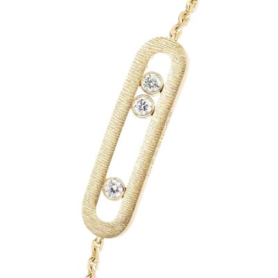 Bracelet Messika Move Classique ciselé en or jaune et diamant, grand modèle