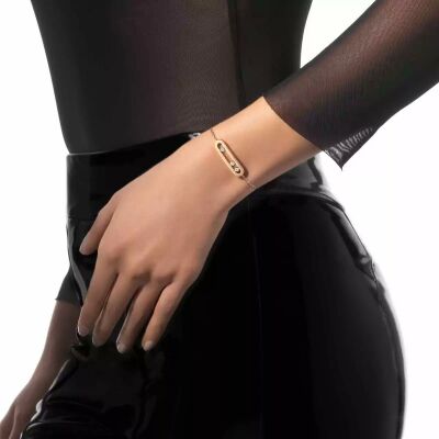 Bracelet Messika Move Classique ciselé en or jaune et diamant, grand modèle