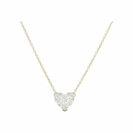 Collier Illusion Cœur en or rose, or blanc et diamants