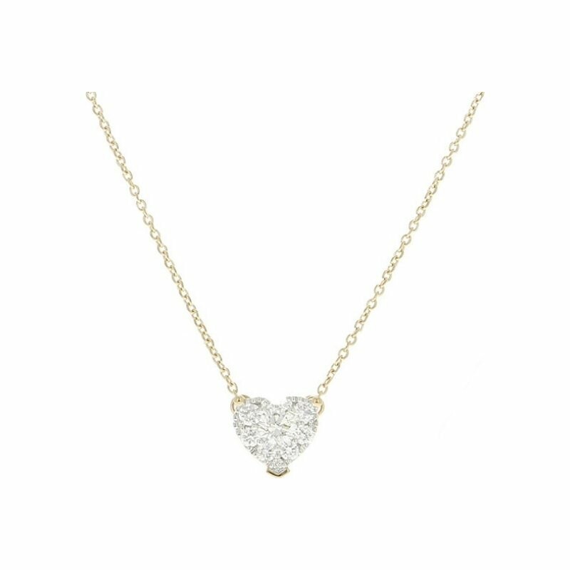 Illusion Heart necklace, in white gold, pink gold and diamonds