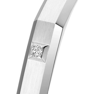 Bracelet Messika Moderniste MM brossé en or blanc et diamants