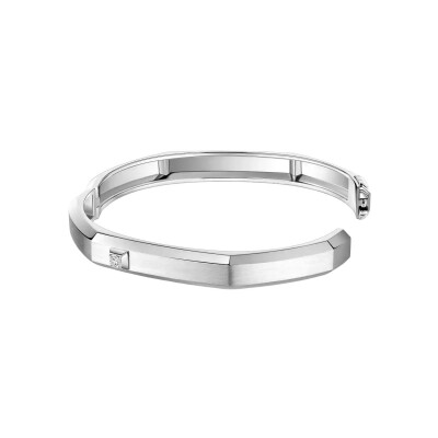 Bracelet Messika Moderniste MM brossé en or blanc et diamants