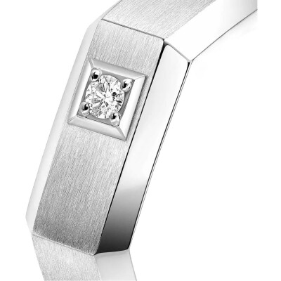 Bague Messika Moderniste MM brossée en or blanc et diamants